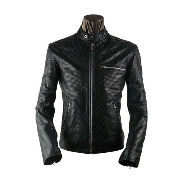 Horn Works 本革 メッシュレザー シングルライダースジャケット メンズ