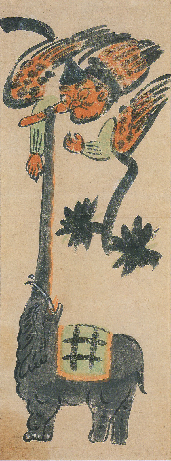 模写大津絵、天狗と象 模写大津絵、天狗と象 模写大津絵、天狗と象