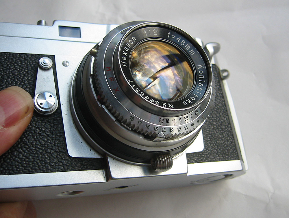 Konica Ⅲ/Hexanon 1:2 f=48mm コニカ 革ケース付 フィルムカメラ 北θS