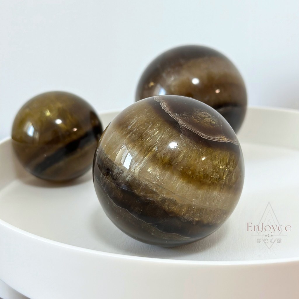 台湾 【天然水晶原石置物】茶石玉/大・中・小オプション EnJoyce