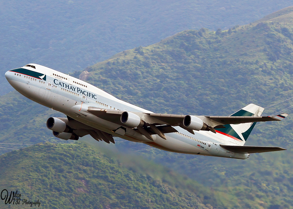 CX Cathay Pacific B747-400 B-HUI リボン3色 CX Cathay Pacific B747