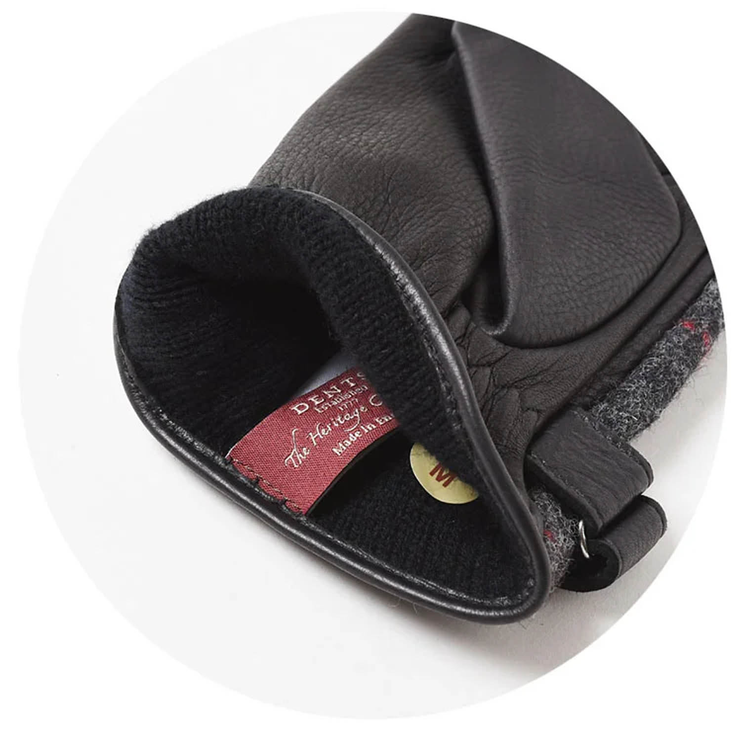 デンツ 15-1629 Moon Tweed×Deer skin×カシミア Black-Charcoal