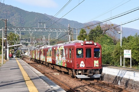 11月16日撮影 養老鉄道にて、ハローキティのラッピング 全部の絵柄狙い