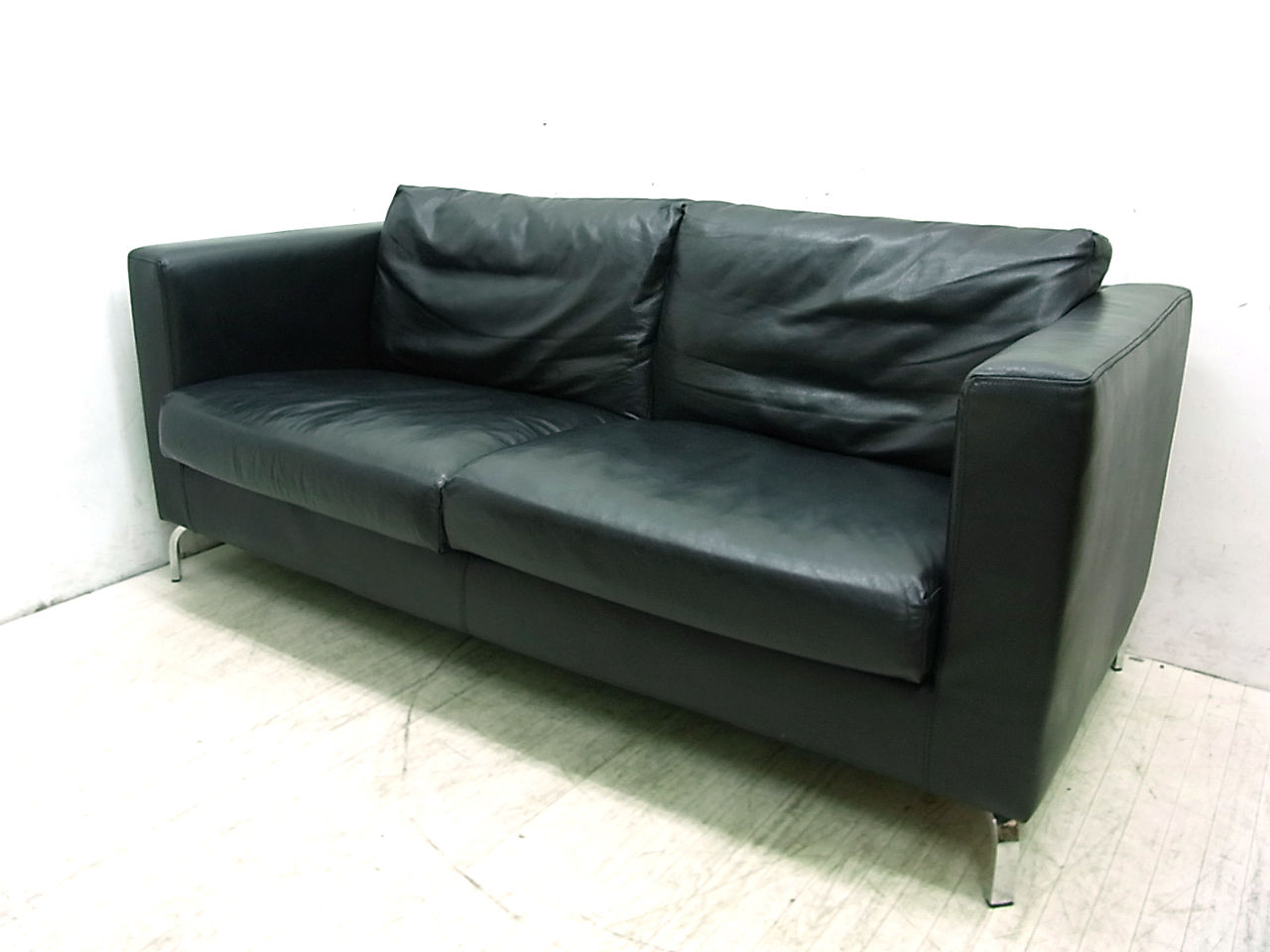 CIBONE ROBELE SOFA 3P 本革 黒 ソファ 使用感あり 送料込 CIBONE