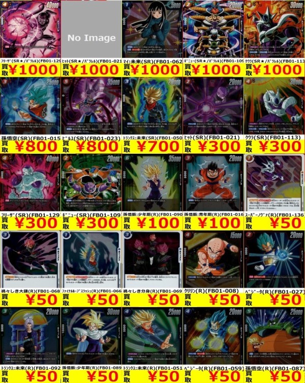 DBFW 覚醒の鼓動 発売74日目の販売・買取相場 (前回との価格比較