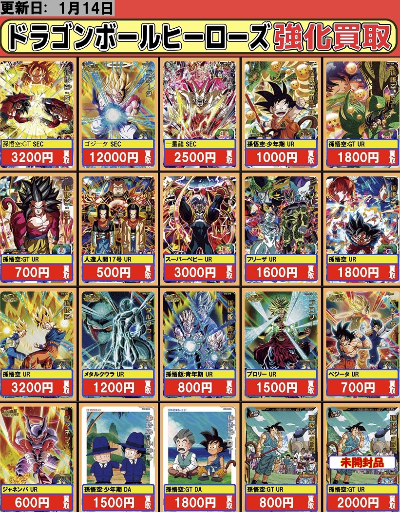 スーパードラゴンボールヒーローズサンプルカードセットBM9弾 スーパー