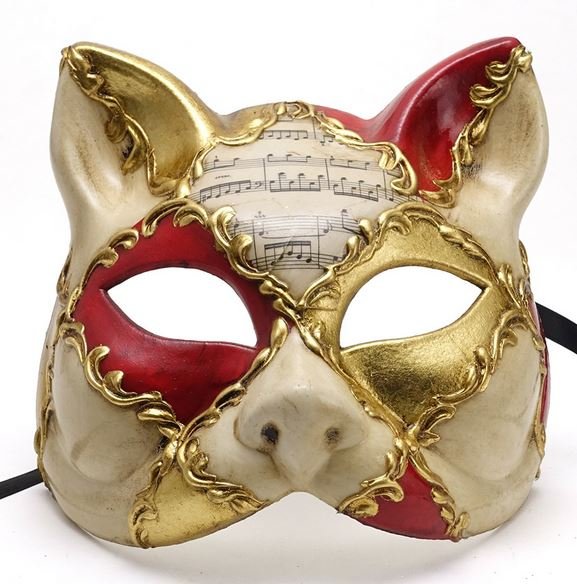 イタリア製 輸入雑貨 ベネチアンマスク マスケラ ネコ 赤 レッド