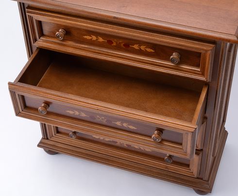 イタリア製 輸入家具 直輸入 チェスト 4段 象嵌 クラシック 引き出し