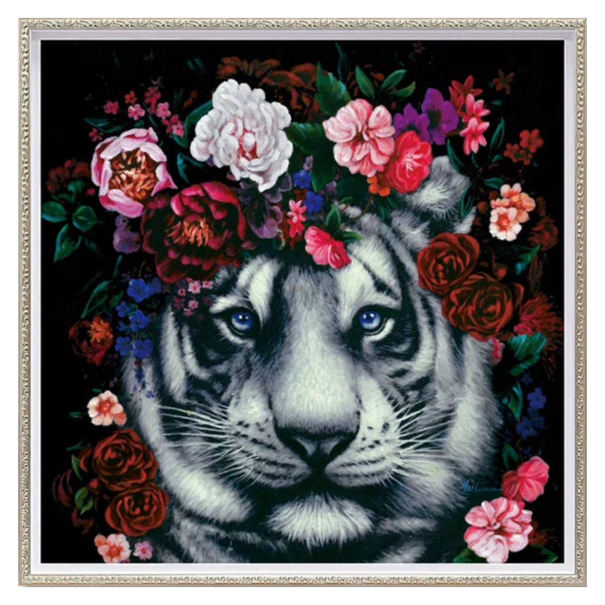 新品】ヒョウ(豹)強化ガラス ガラスアート ポスター フレーム付き