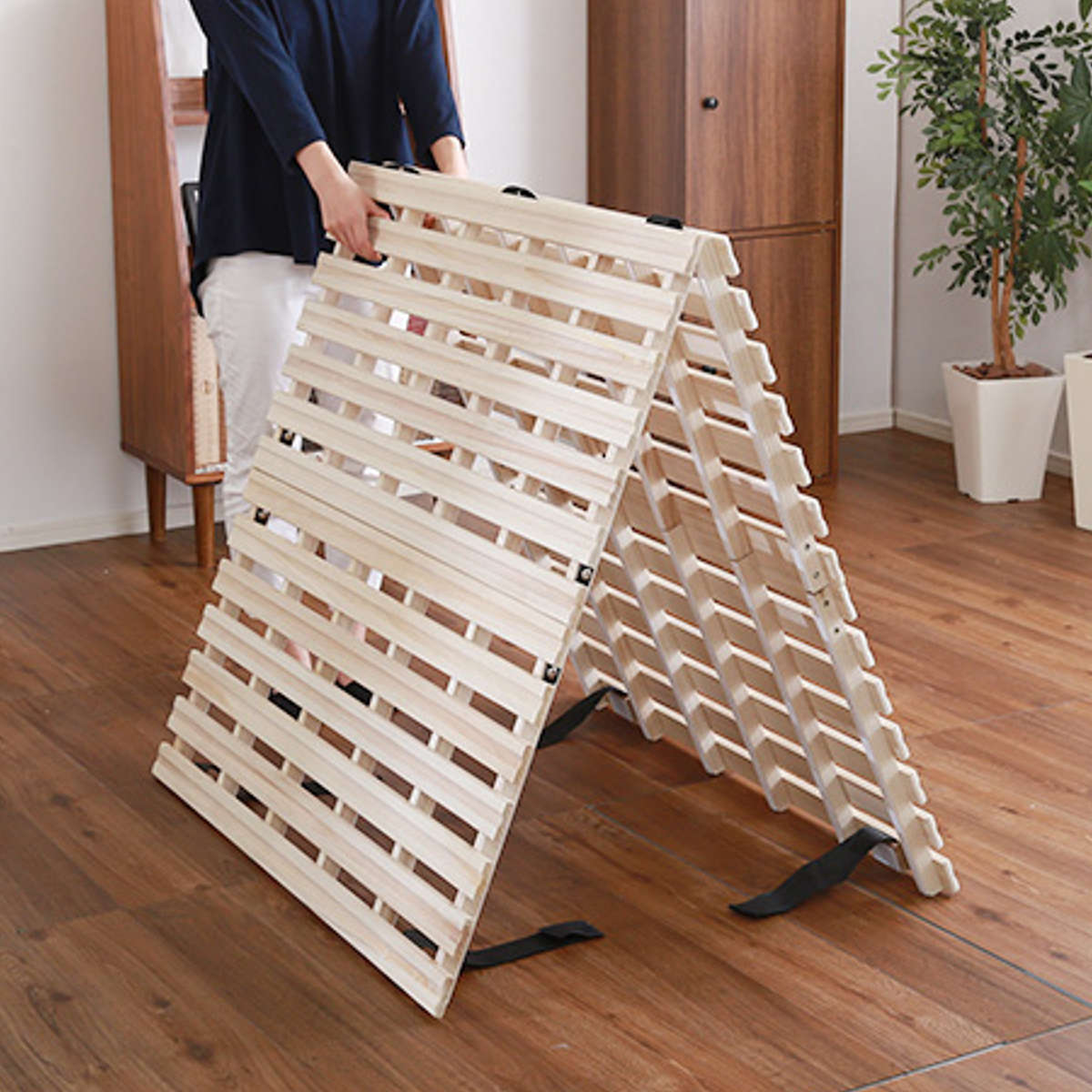 折りたたみシングルベッド桐すのこATEX 春の一人暮らしに手渡しなど