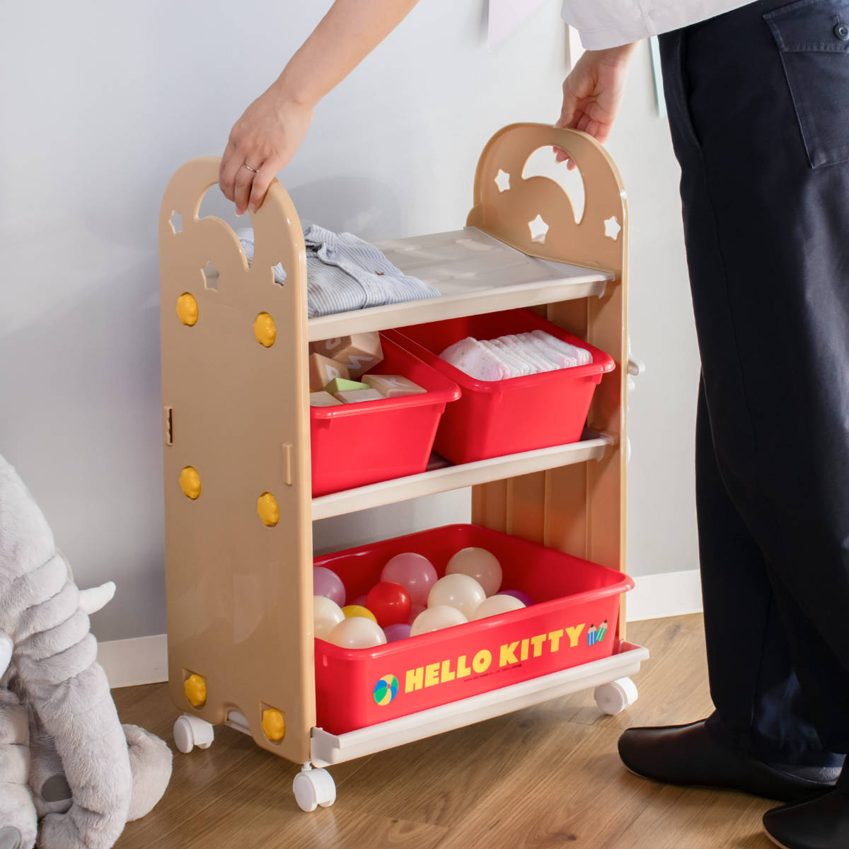 おもちゃ 収納ラック 3段 ハローキティ トイ・ステーション （ 収納 棚