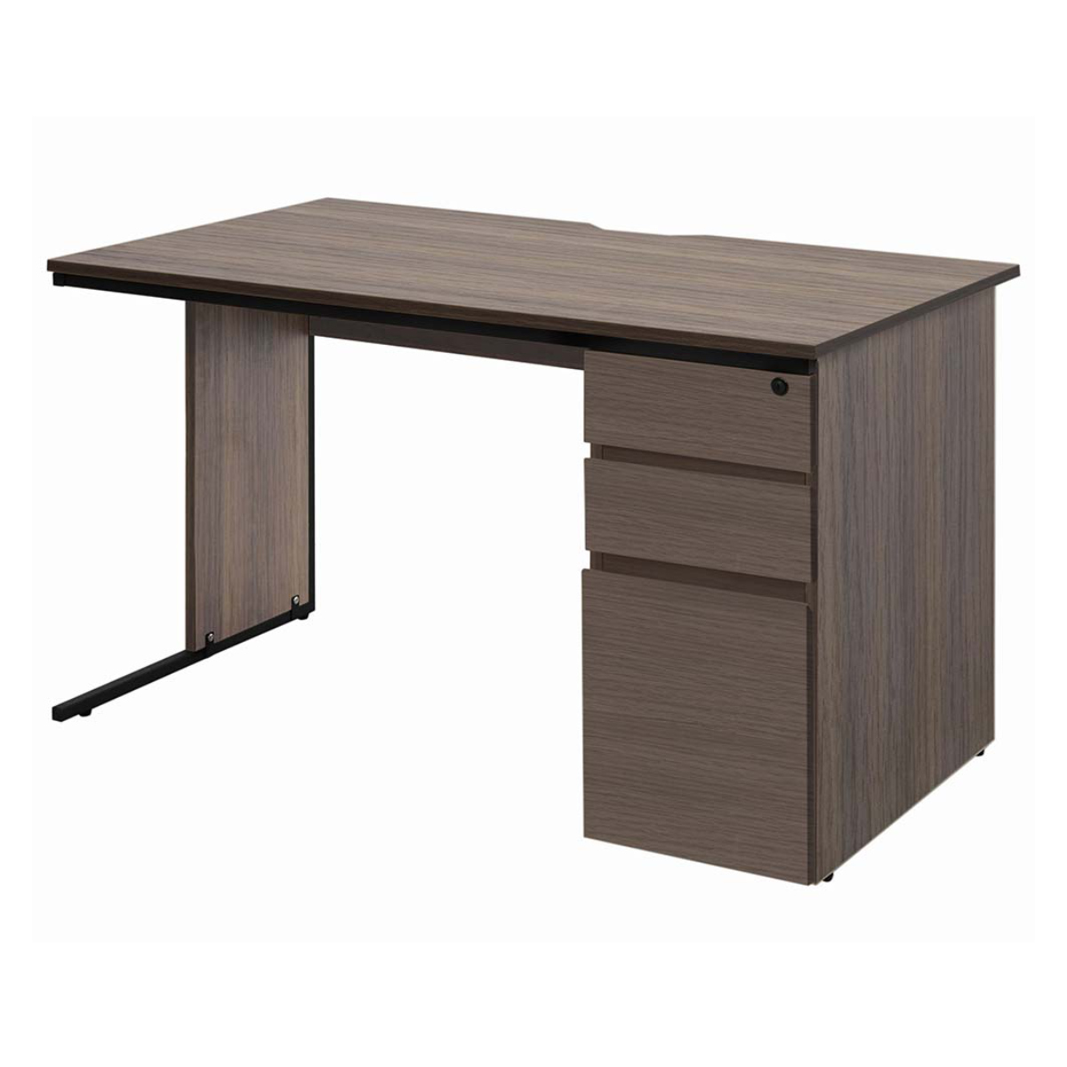 ワークデスク 幅120×奥行70cm 片袖机 メラミン 鍵付き オフィス