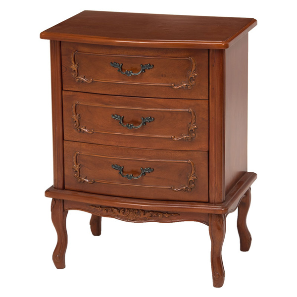 チェスト 3段 クラシック調 マホガニー前板 猫脚 幅52cm （ サイド