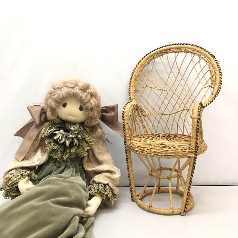 米山京子風 お座り 人形 座高約35cm グリーン系 ハンドメイド ドール