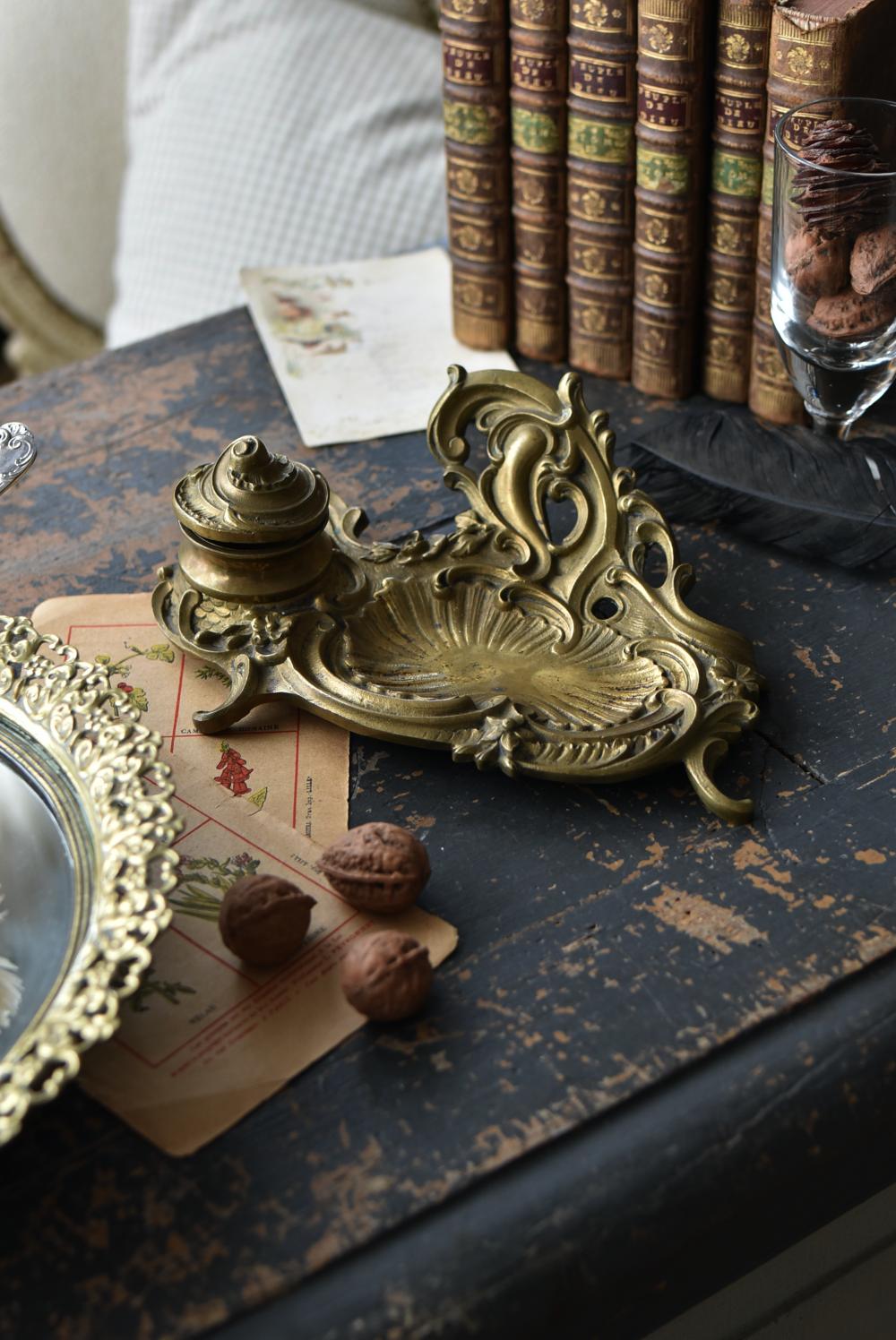 インクホルダー カリグラフィー 真鍮 ブロンズ フランスアンティーク