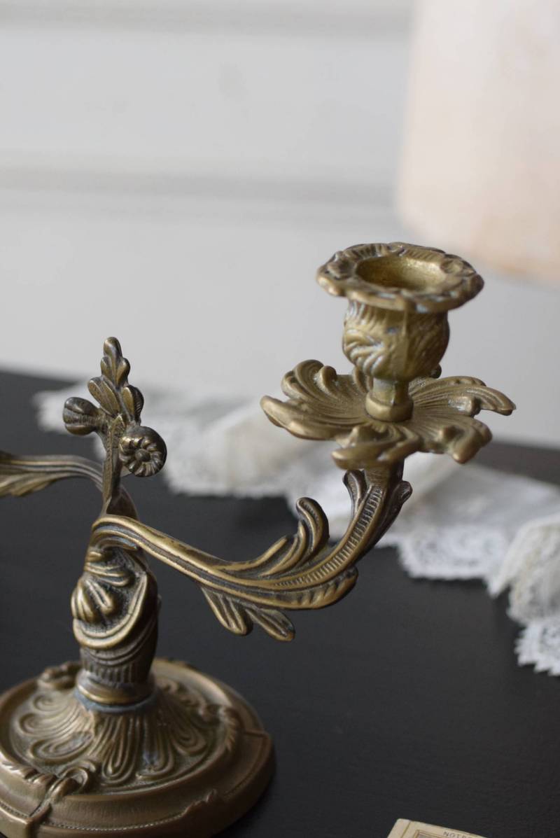フランスアンティーク 2個セット キャンドルスタンド ブロンズ 青銅