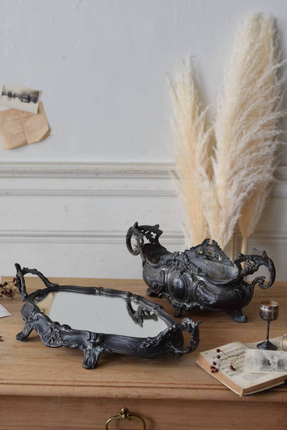 ジャルディニエール×ミラートレイセット.3 フランスアンティーク雑貨