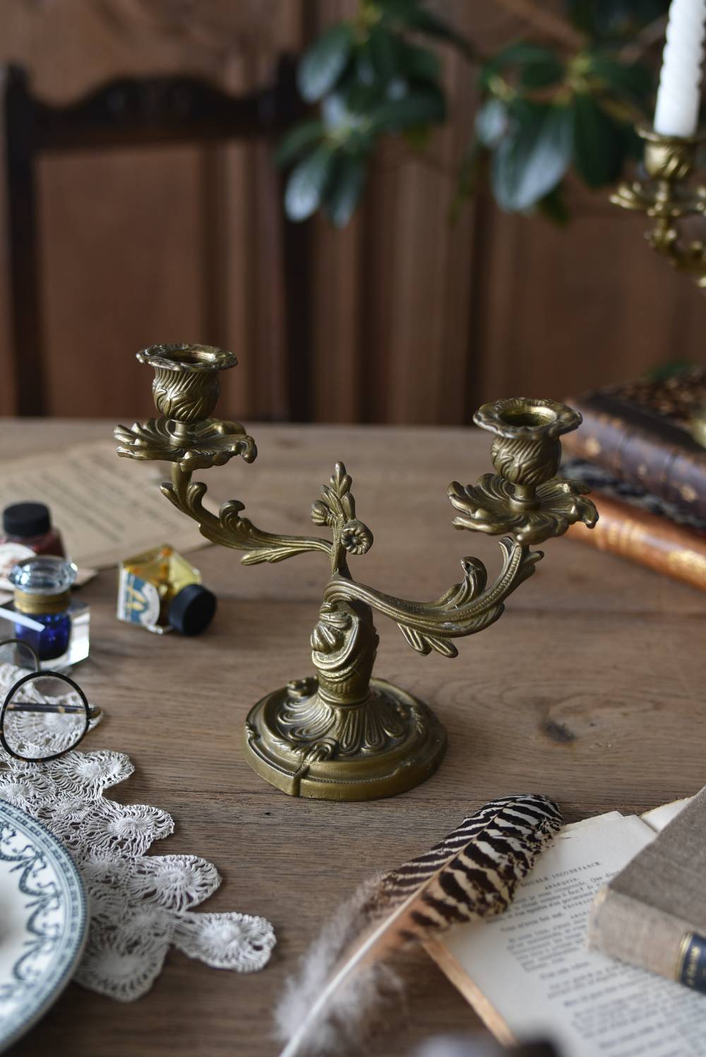 フランスアンティーク 2個セット キャンドルスタンド ブロンズ 青銅