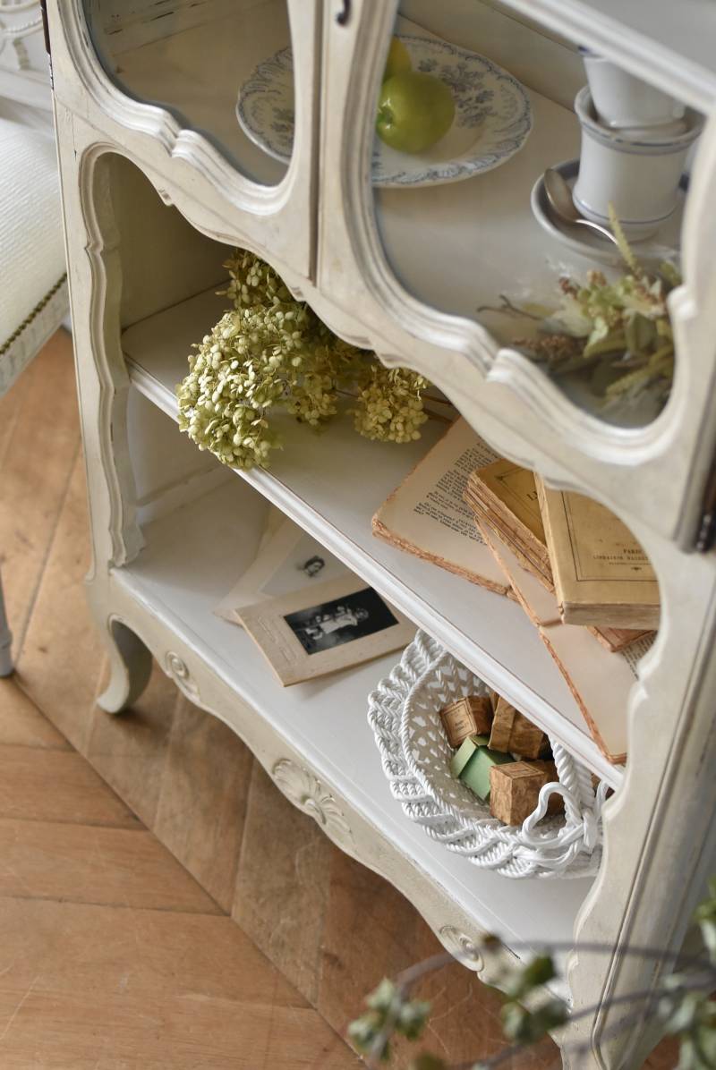 フランスアンティーク家具 ペイントガラスキャビネット.21 フレンチ