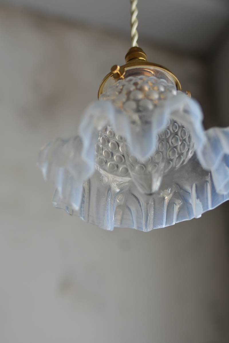 アンティーク照明 フランス オパールセントガラスシェードランプ.2 1灯