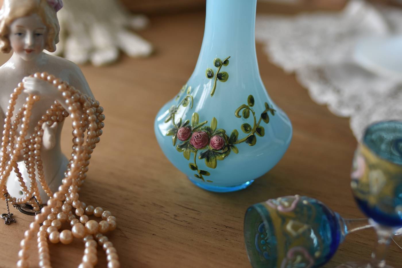 フラワーベース.Blue2 フランスアンティーク雑貨 花瓶 一輪挿し 花器