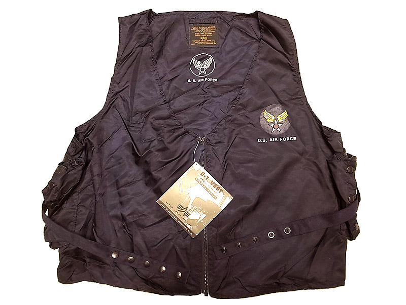 Deadstock 1993'S ALPHA VINTAGE VEST type E-1 ラジオ・ベスト 紺 USA