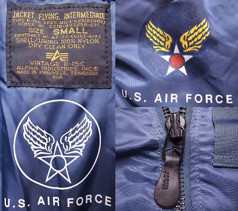 Deadstock 1993'S©ALPHA type VINTAGE B-15C アルファ フライトJK 紺