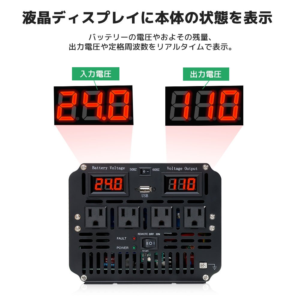 LVYUAN 純正弦波 3000W 24V 単相二線式ハイブリッド インバーター