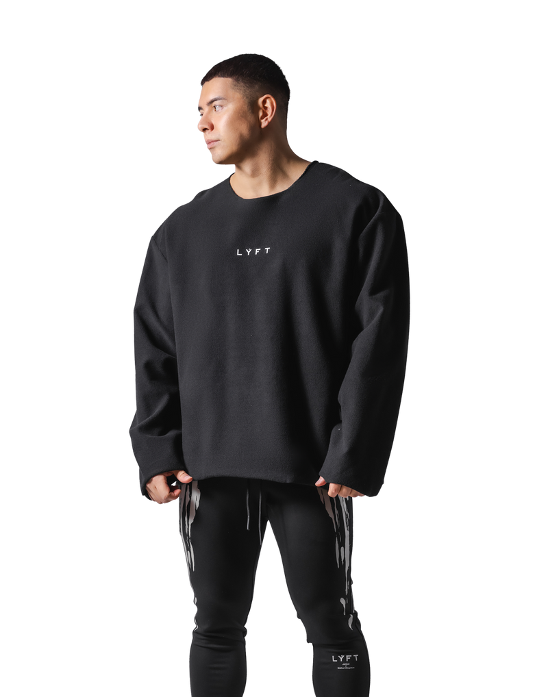 LYFT KNIT LIKE LOOSE SWEAT SHIRT - BLACK