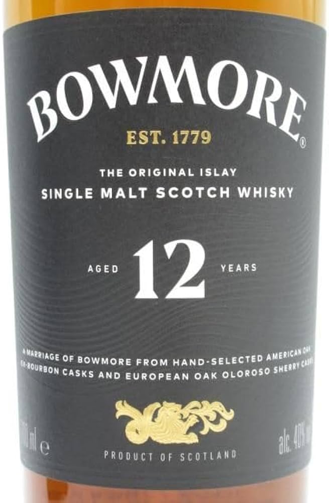 Amazon.co.jp: 【新ラベル】 ボウモア 12年 (黒ラベル) 並行品 40度