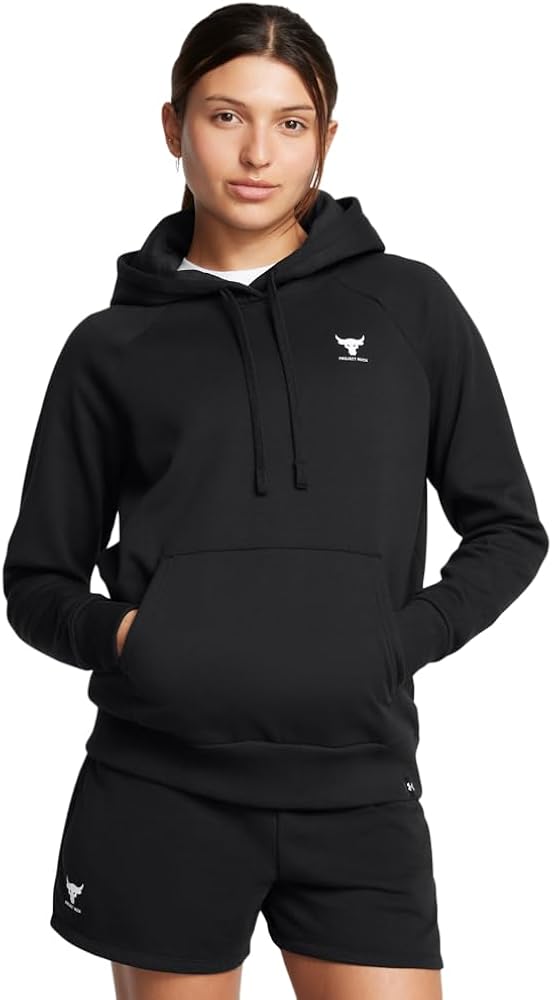 Under Armour Womens Project Rock Rival Fleece Hoodie, (001) Black