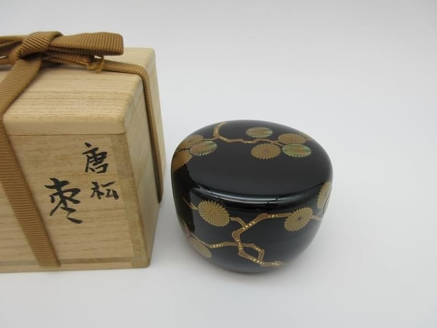 MA583 茶道具 一后一兆作 塩釜蒔絵 棗 保証品 共箱・共布・作歴 / 梨地