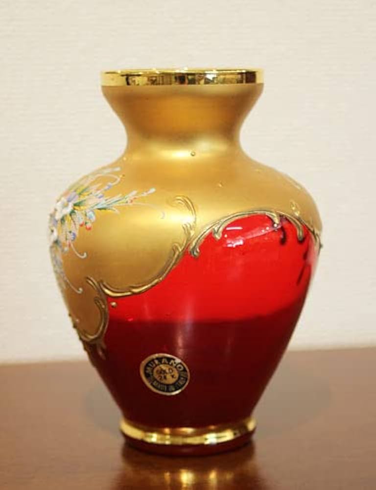 イタリアガラス工芸家 アントニオ·トゥルキの赤ガラスの花瓶(年数経過