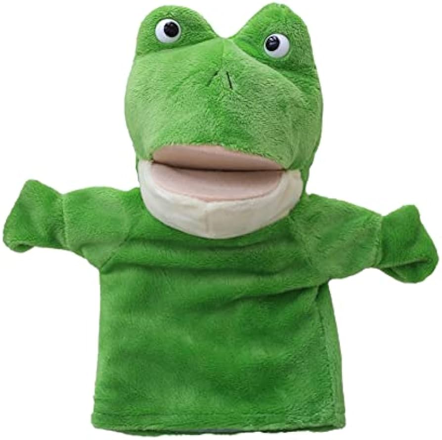 パペットカエルぬいぐるみ口開閉で鳴きます2種鳴き声電気式