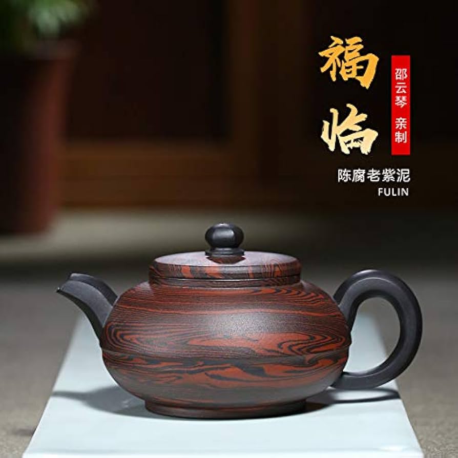 中国古美術・原鉱紫泥荷塘月色紫砂壺・底款：陳鳴遠・紫砂