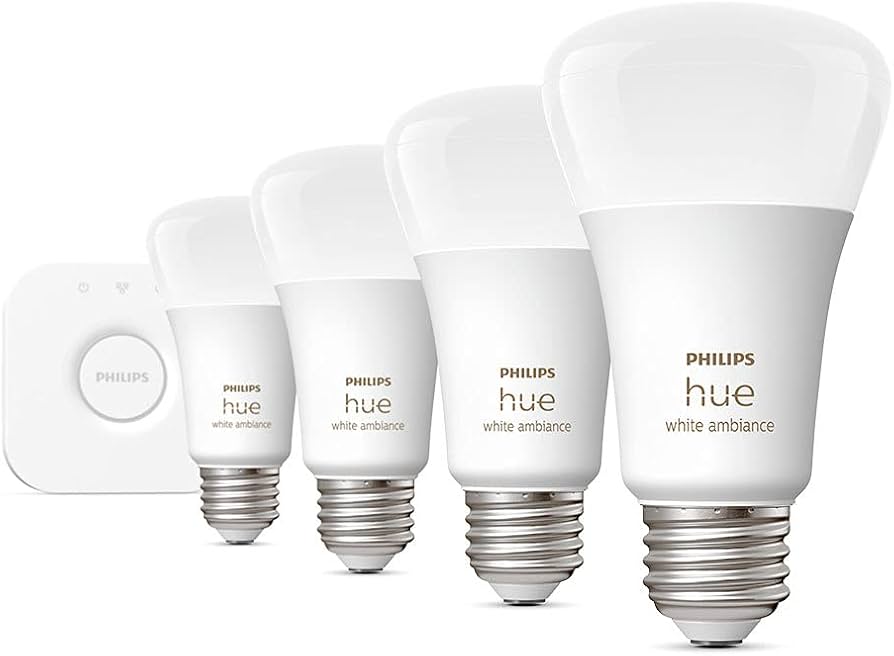 Philips Hue White Ambiance Smart Bulb Starter Kit (4 A19 Bulbs and