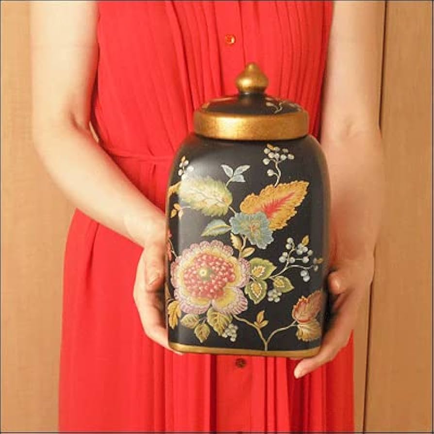 Amazon.co.jp: 陶器 蓋付 壷 セラミック 飾り壺 ポッド 陶器 小物入れ