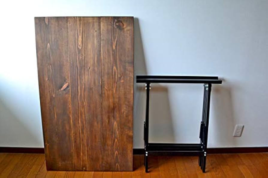 ジャパンヴィンテージ 古い折り畳みテーブル 大型 作業台 鉄脚