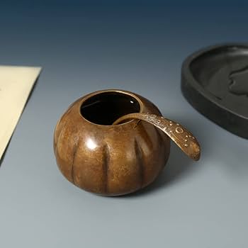 Amazon.co.jp: 書道用具 水盂 筆洗 水滴 水壺 時代物 純銅製 置物 書道