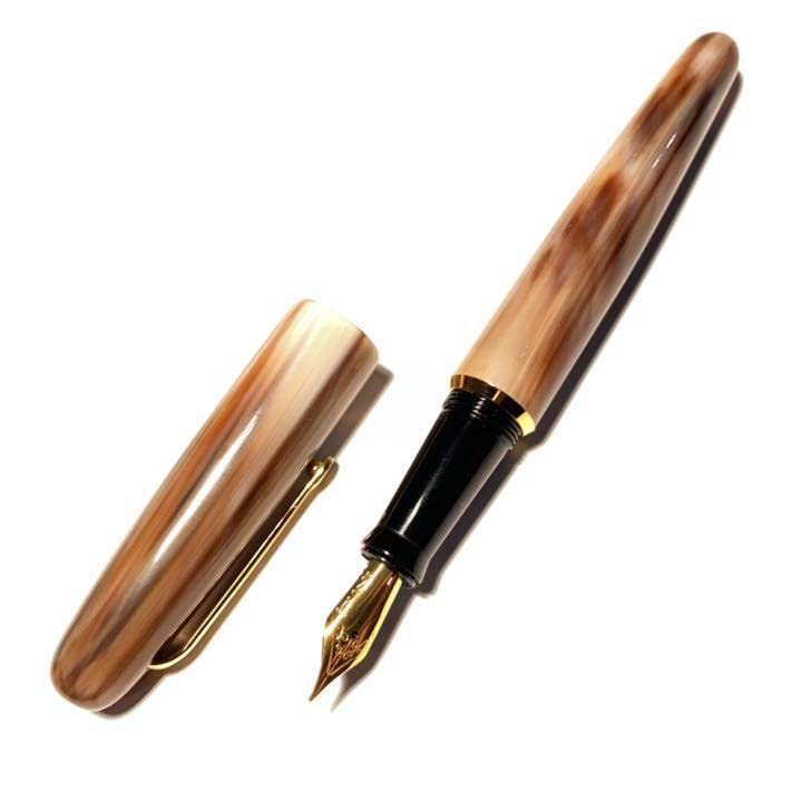 稀少品】□天然素材 水牛角軸 万年筆 B 太字 Jowoペン先 新品□