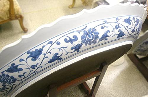 中国 青花 山水麒麟文盤 大皿 輪花皿 直径約41㎝ V 7324C Amazon.co.jp