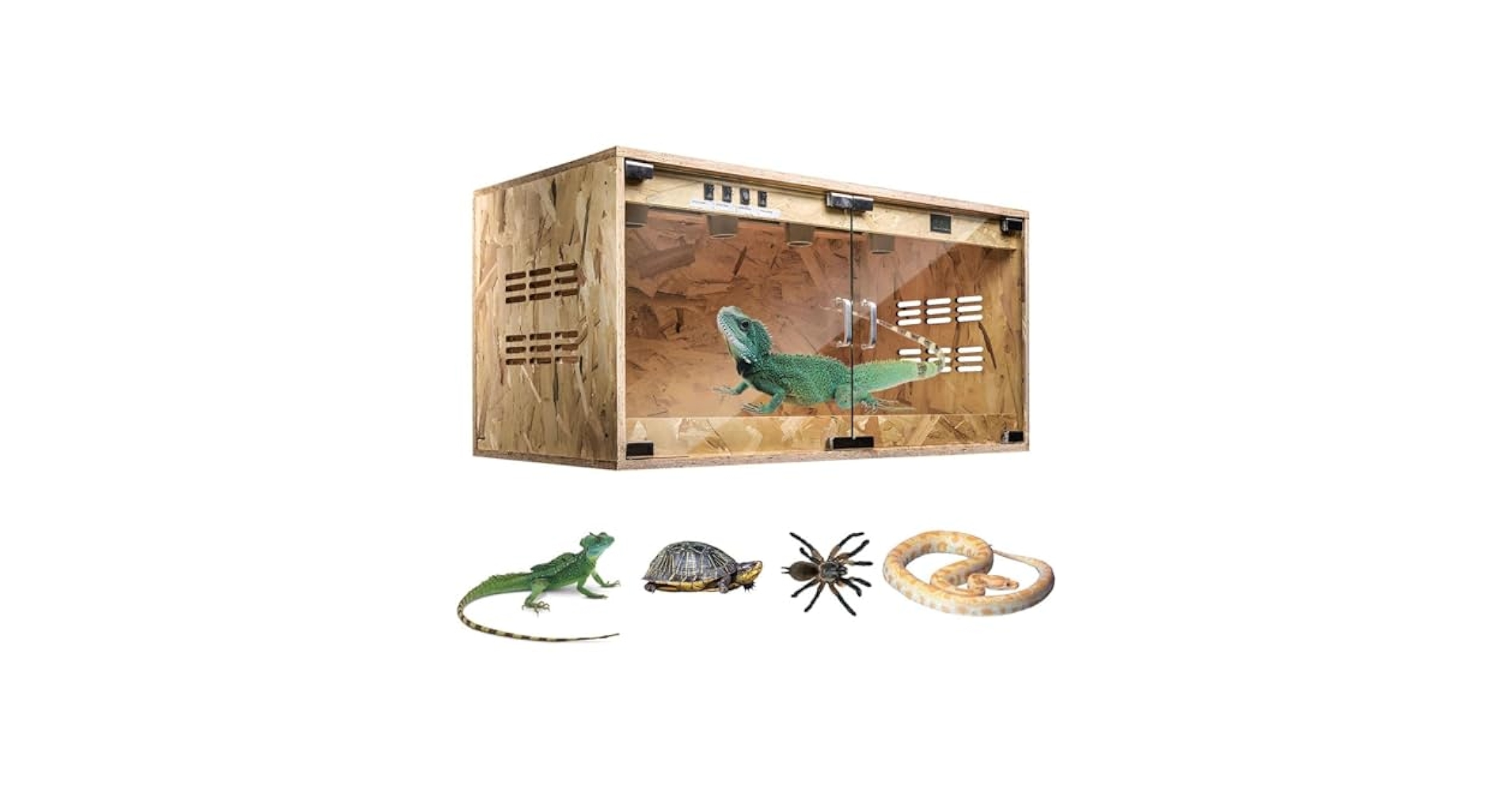 爬虫類木製飼育ケージ前面ガラス無し40X40X80CM