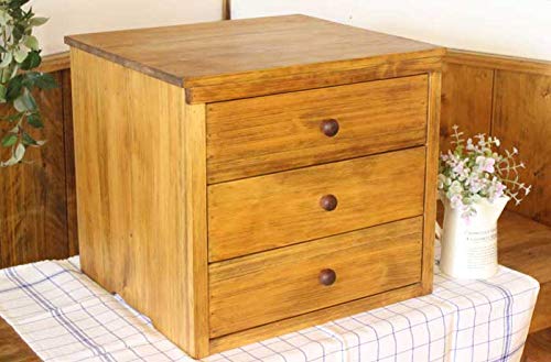 Amazon｜三段小引き出し 40×35×35cm アンティークブラウン 木製つまみ