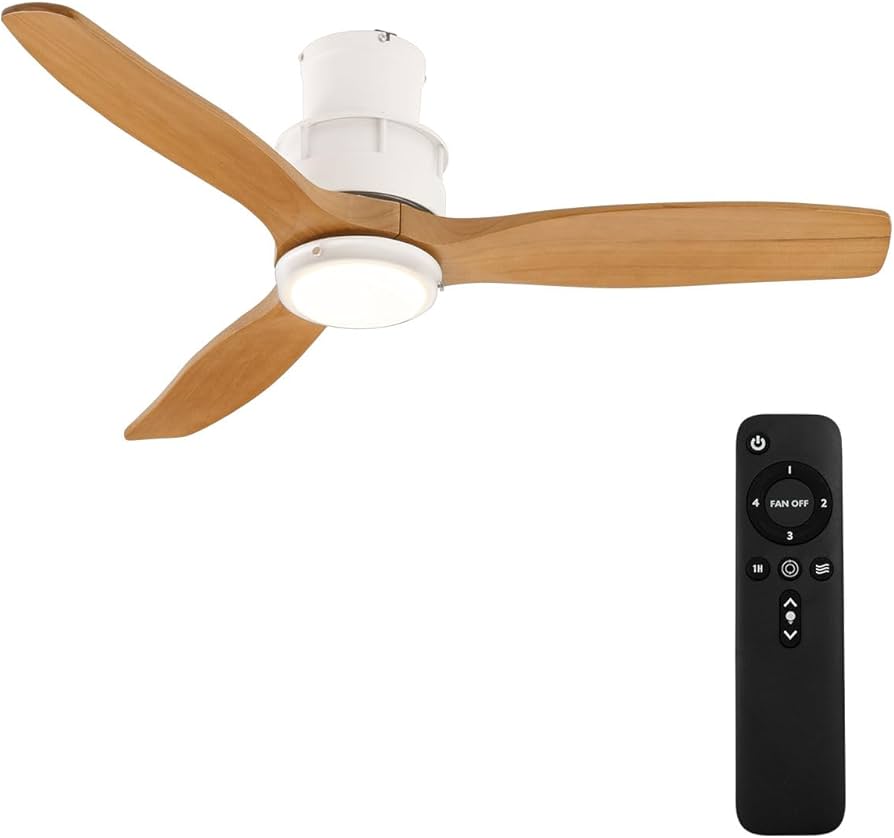 Amazon.co.jp : ぼん家具 シーリングファンライト LED一体型 天然木 調