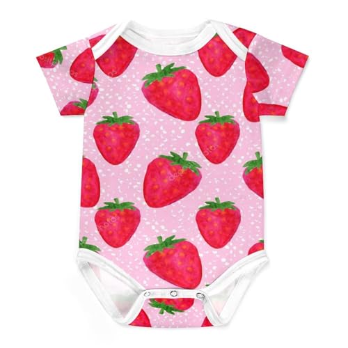 SHELIN] ベビー服 いちご 苺 果物柄 ロンパース 夏服 半袖 綿100