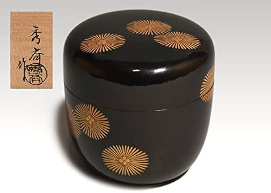 Amazon.co.jp: 中谷秀斎（造）而妙斎好一閑張唐松絵大棗共箱茶道具現代