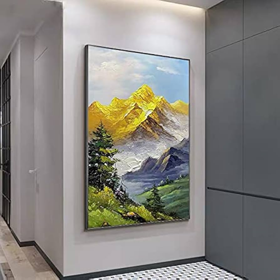 油絵絵画 手描き肉筆画(直筆)ワイド横長64センチ×34センチ額縁付き