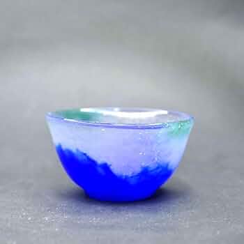 パート・ド・ヴェール おちょこ 緑青色 ガラス作家 佐伯泰典作 パート