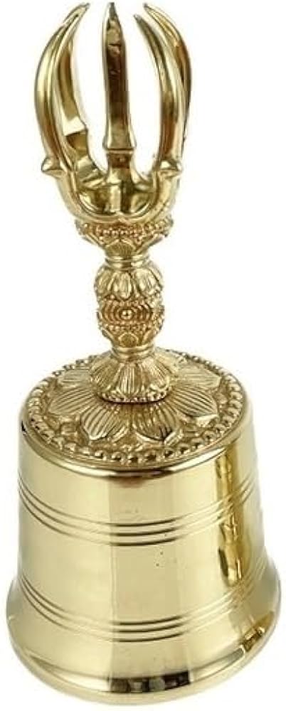 修縁堂】密教法具 真言宗 五鈷金剛鈴 鐘 五鈷杵 寺院用仏具 真鍮製 16cm