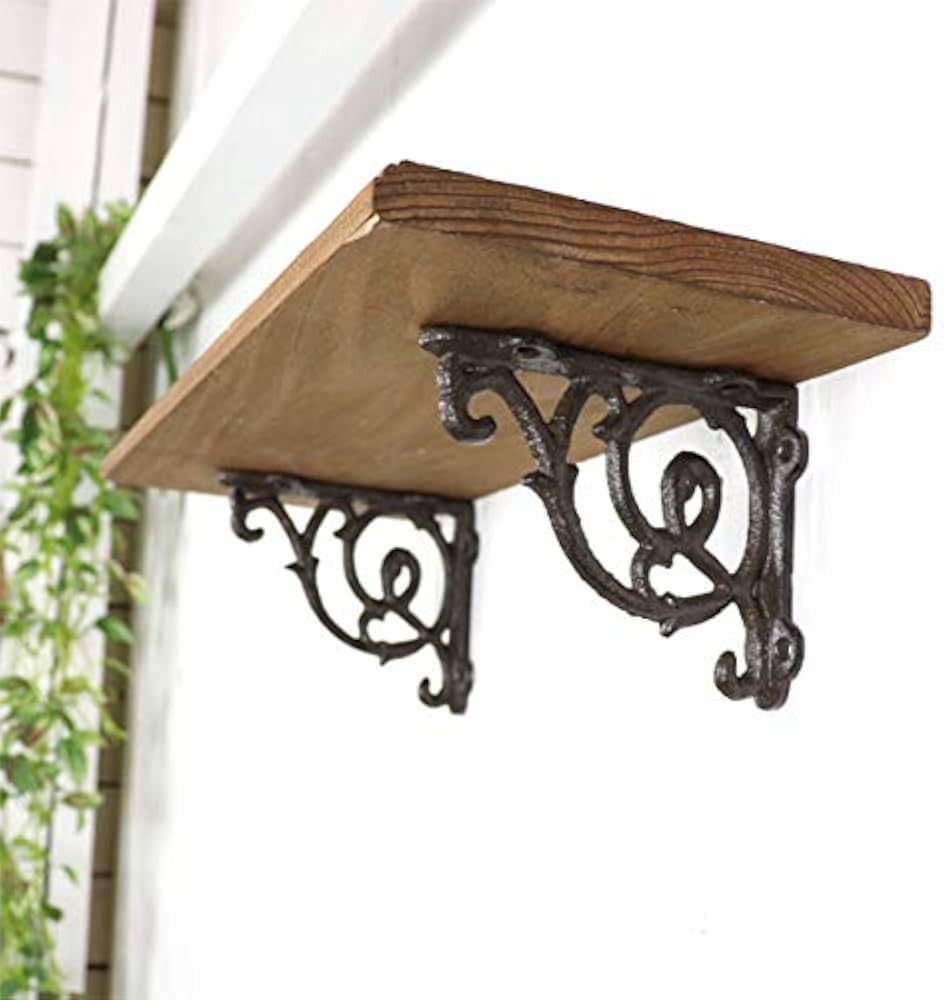 Amazon | 【2個セット】アイアン ブラケット アンティーク調棚受け棚板